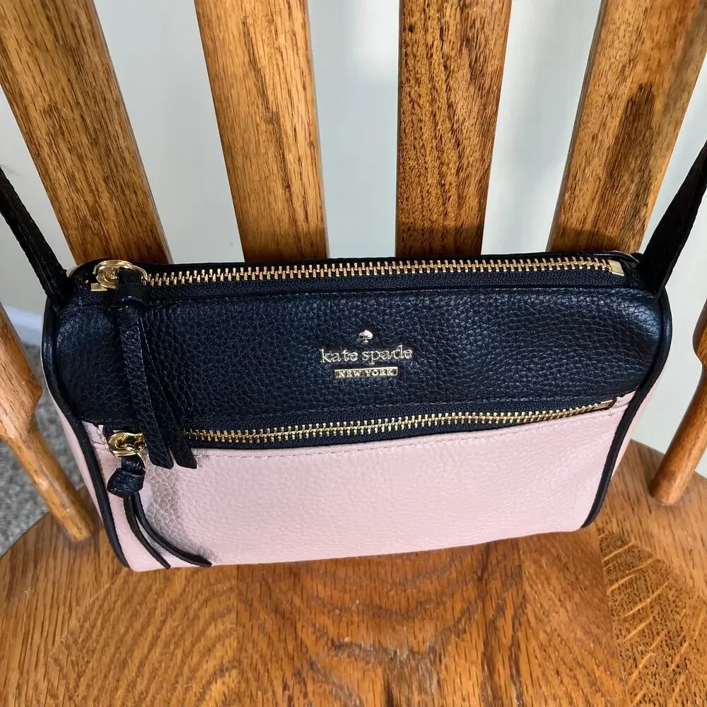 Kate Spade Jackson Street Mini Cayli Crossbody Bag Two Toned Pebbled Leather